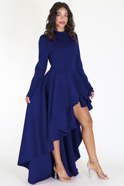 Modern női ruha cipzárral és O-nyakú négy színben