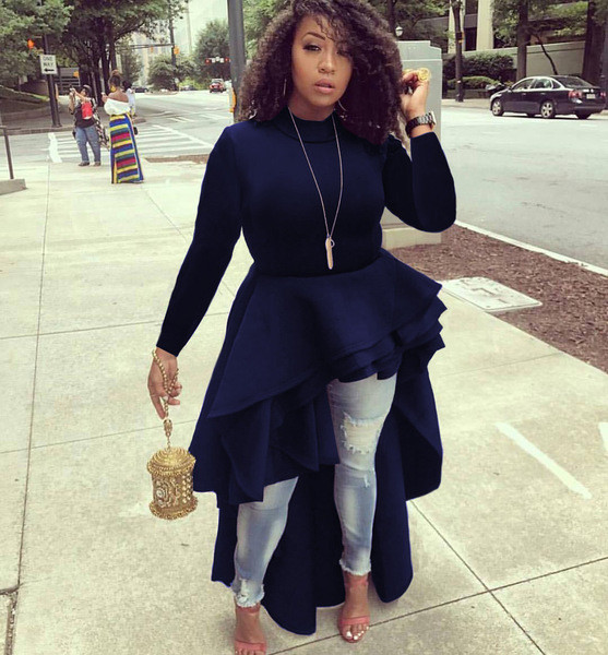 Modern női ruha cipzárral és O-nyakú négy színben