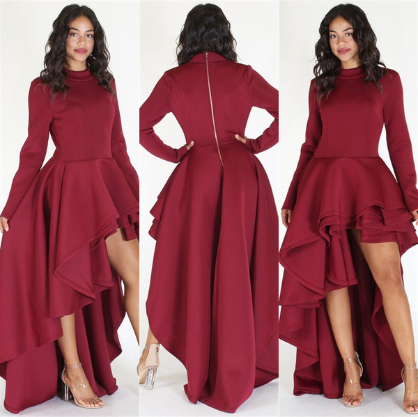 Modern női ruha cipzárral és O-nyakú négy színben