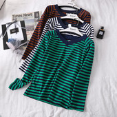 Bluză casual de damă cu mâneci lungi și decolteu în V