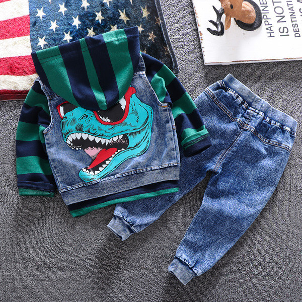 Set modern pentru copii pentru baieti in culoare albastra in trei parti