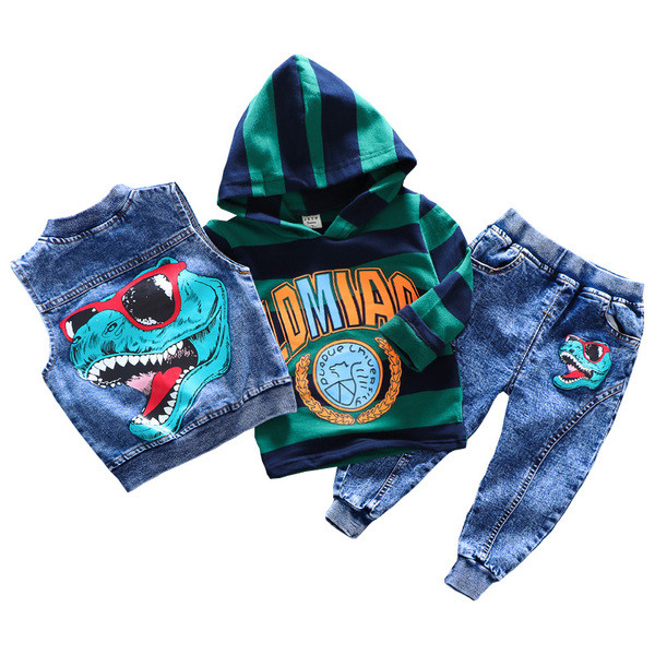 Set modern pentru copii pentru baieti in culoare albastra in trei parti