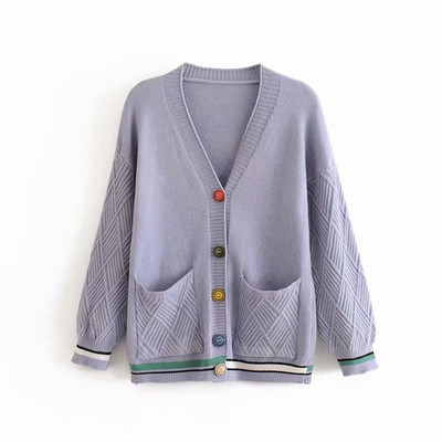 Cardigan de dama cu nasturi si buzunare in mai multe culori