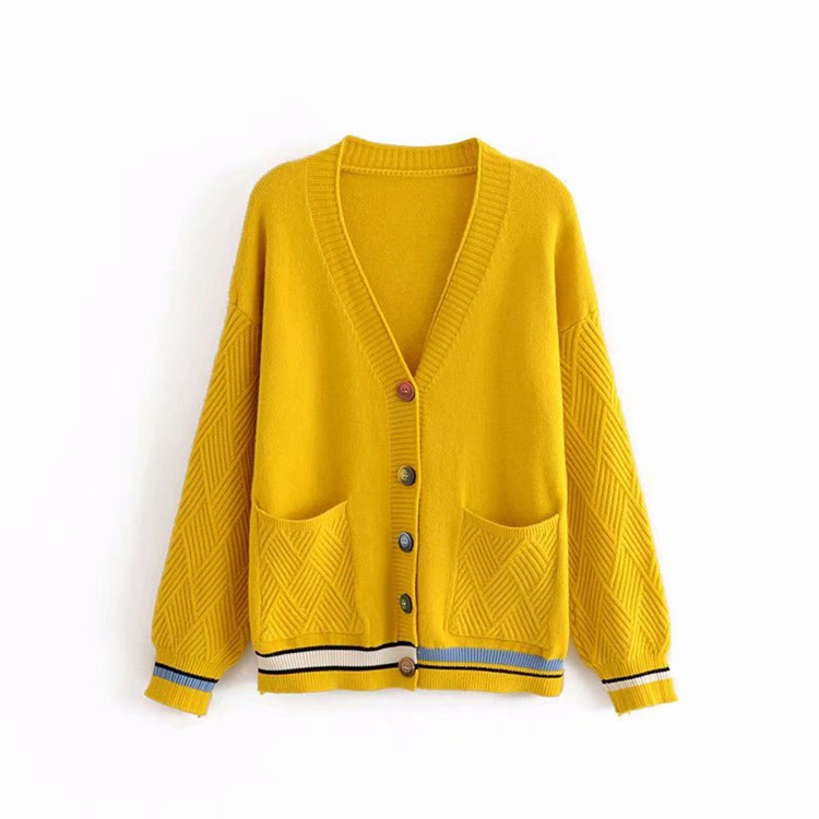 Cardigan de dama cu nasturi si buzunare in mai multe culori