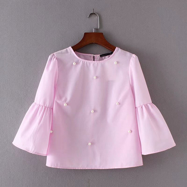 Alkalmi női blúz gyöngyökkel és 3/4 ujjú több színben