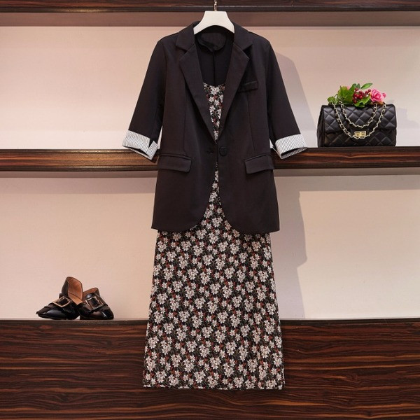 Set elegant pentru femei, care include jachetă și rochie, cu mărimi până la 4XL