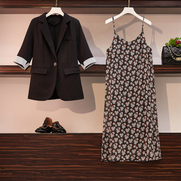 Set elegant pentru femei, care include jachetă și rochie, cu mărimi până la 4XL