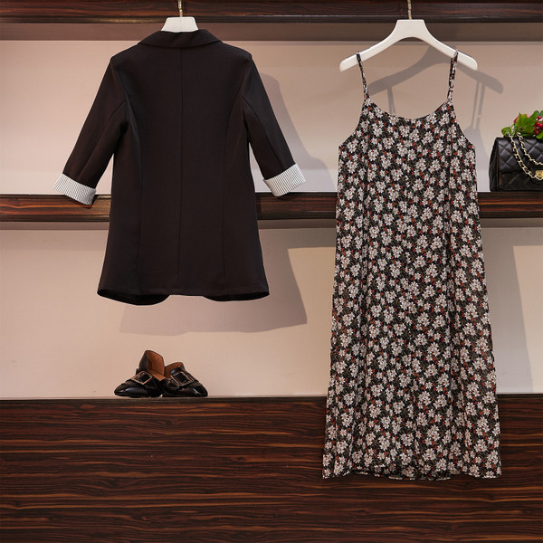 Set elegant pentru femei, care include jachetă și rochie, cu mărimi până la 4XL