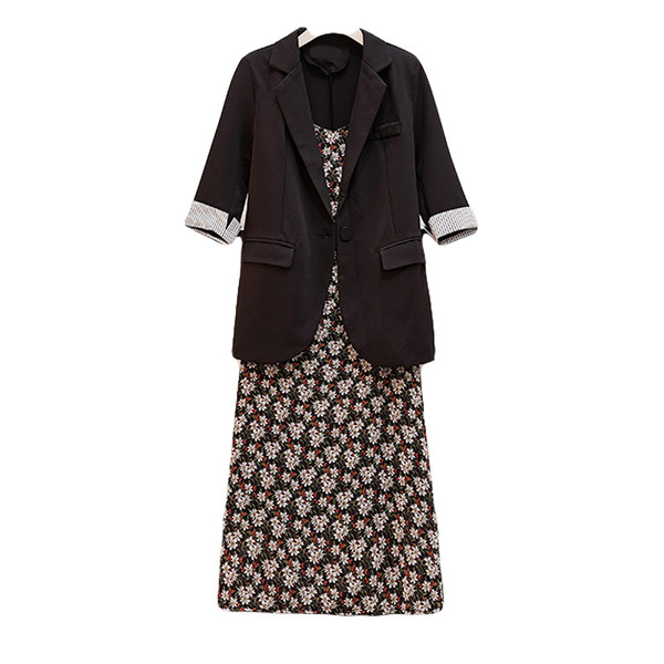 Set elegant pentru femei, care include jachetă și rochie, cu mărimi până la 4XL