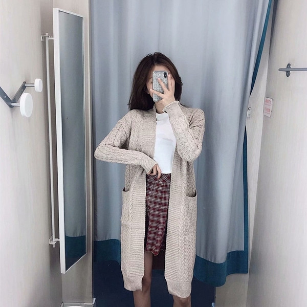 Cardigan lung de damă cu buzunare - trei culori