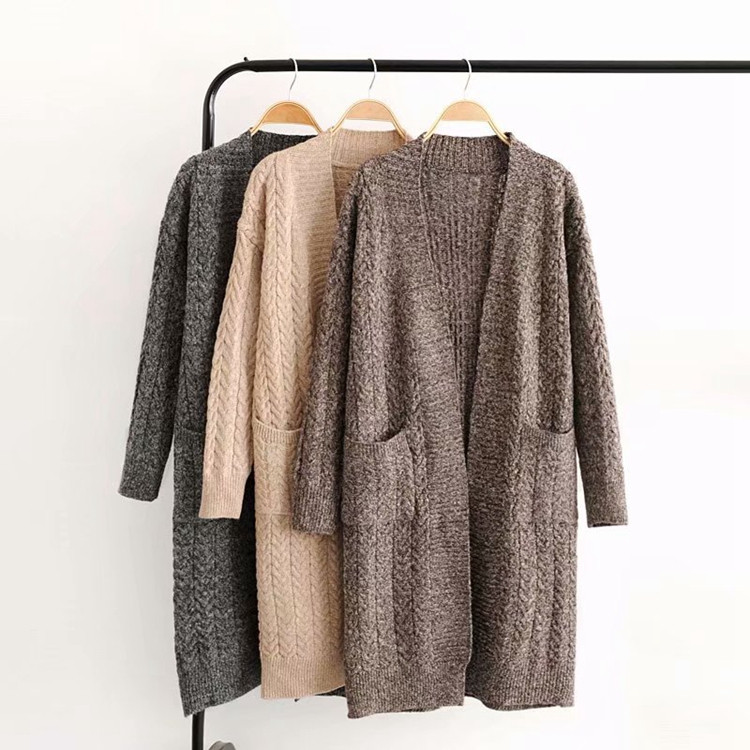 Cardigan lung de damă cu buzunare - trei culori