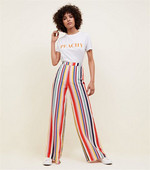 Pantaloni lungi de dama colorati cu talie inalta