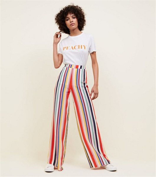 Pantaloni lungi de dama colorati cu talie inalta