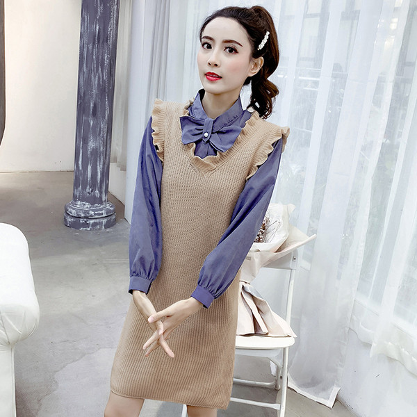 Cămașă modernă de damă cu nasturi și panglică