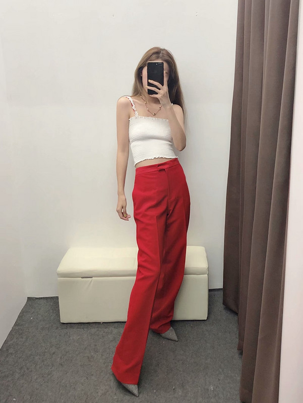 Elegáns női nadrág piros színben