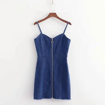 Rochie actuală de damă din denim cu fermoar