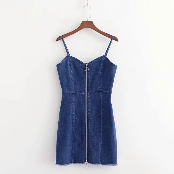 Rochie actuală de damă din denim cu fermoar
