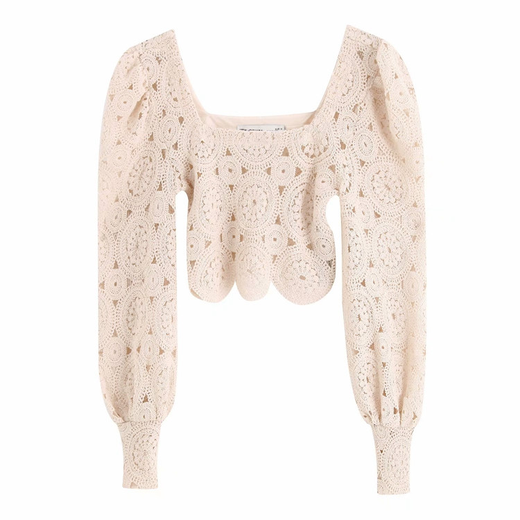 Női rövid csipkeblúz, hosszú ujjal