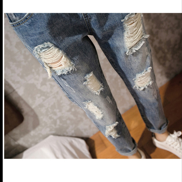 Blugi casual de dama cu motive rupte