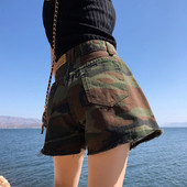 Pantaloni scurți de camuflaj de damă cu talie înaltă