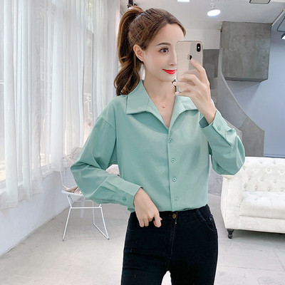 Cămașă elegantă de damă cu mâneci lungi și nasturi în trei culori