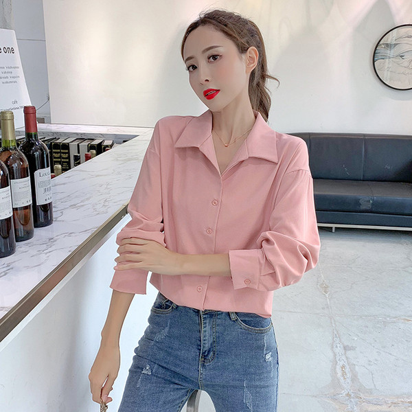 Cămașă elegantă de damă cu mâneci lungi și nasturi în trei culori