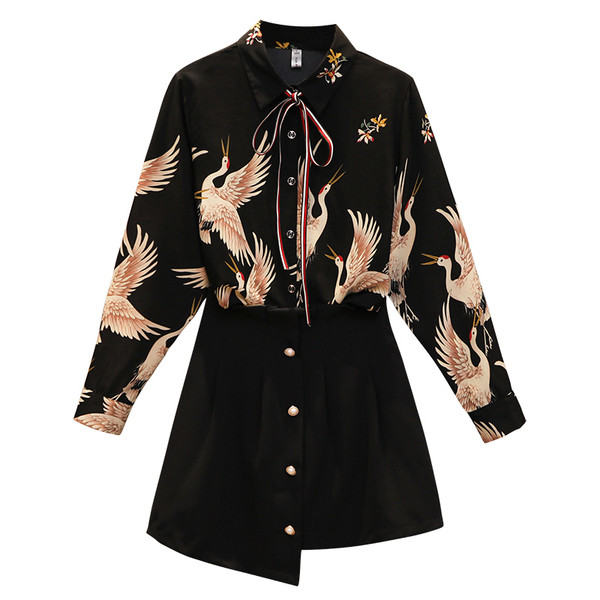 Modern női készlet inggel és szoknyával 4XL méretig