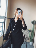 Cămașă lungă de damă cu nasturi de culoare neagră