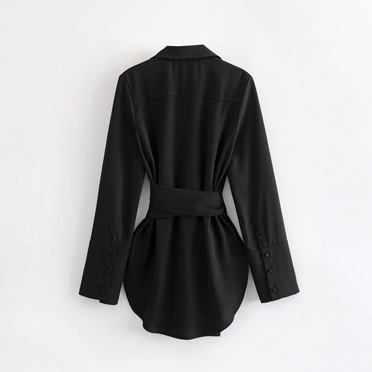 Cămașă lungă de damă cu nasturi de culoare neagră