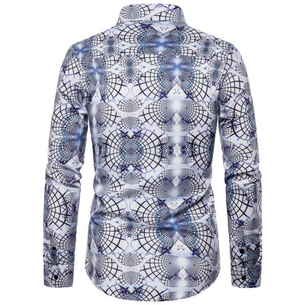 Cămașă modernă pentru bărbați cu mâneci lungi și model colorat