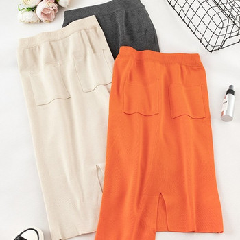 Fusta de dama asimetrica cu buzunare in mai multe culori