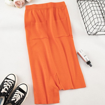 Fusta de dama asimetrica cu buzunare in mai multe culori