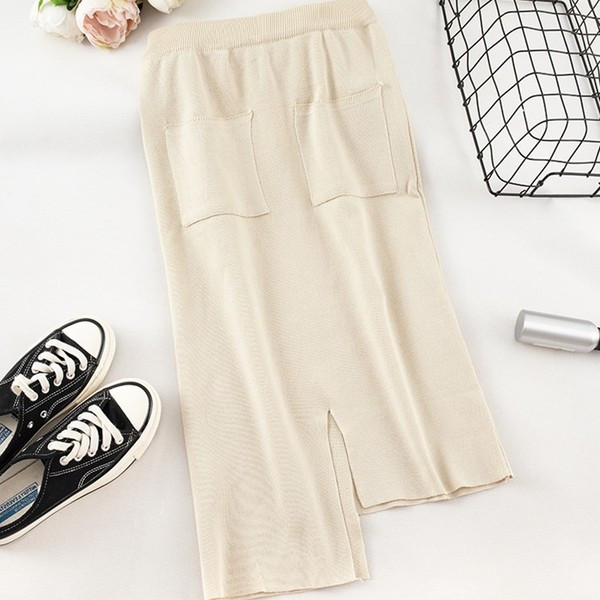 Fusta de dama asimetrica cu buzunare in mai multe culori