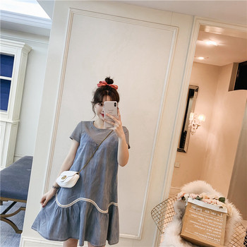 Rochie casual dama - model croiat in culoarea albastra