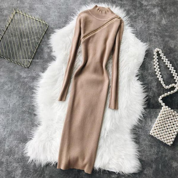 Hosszú női ruha O-nyakú és cipzárral több színben