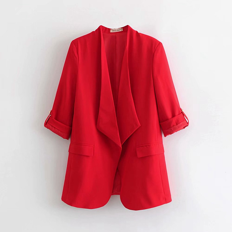 Дамско сако с 7/8 ръкав и джобове в бордо и черен цвят