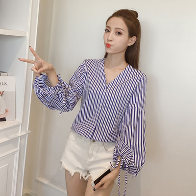 Női csíkos ing V-nyakkal, két színben