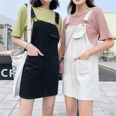 Rochie modernă de damă din denim în alb și negru