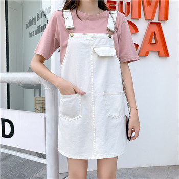 Rochie modernă de damă din denim în alb și negru