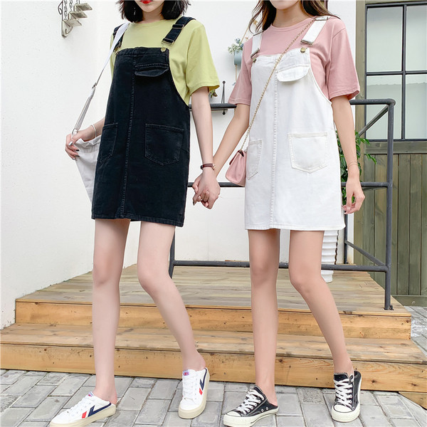 Rochie modernă de damă din denim în alb și negru