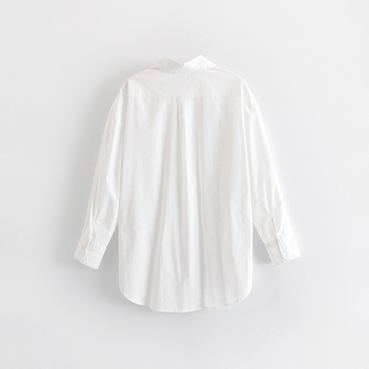 Cămașă asimetrică de damă cu mâneci lungi de culoare albă