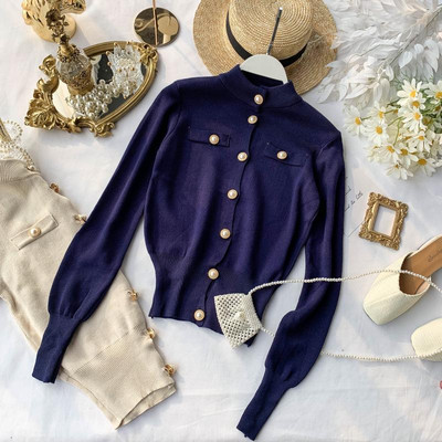 Vesta eleganta de dama cu guler si nasturi in forma de O in mai multe culori