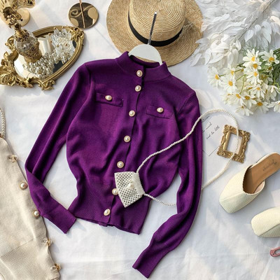 Vesta eleganta de dama cu guler si nasturi in forma de O in mai multe culori