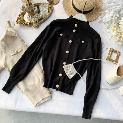 Vesta eleganta de dama cu guler si nasturi in forma de O in mai multe culori