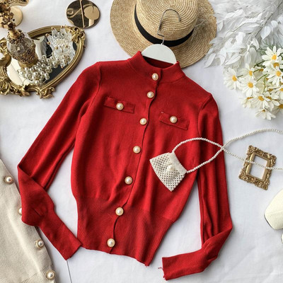 Vesta eleganta de dama cu guler si nasturi in forma de O in mai multe culori