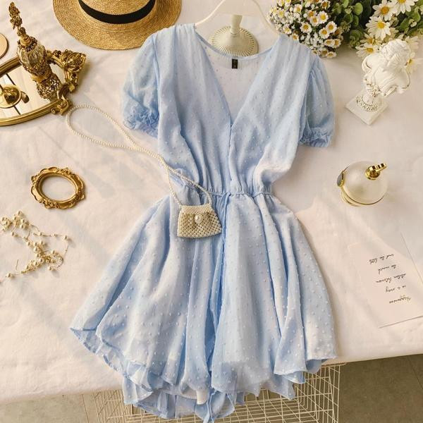 Salopetă casual de damă cu mâneci scurte în galben și albastru