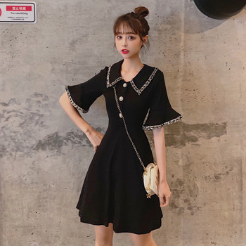 Rochie casual dama in doua culori cu nasturi