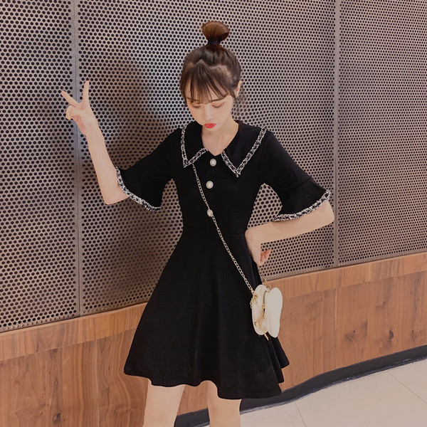 Rochie casual dama in doua culori cu nasturi