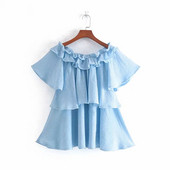 Maieu de dama - model larg in culoarea albastra