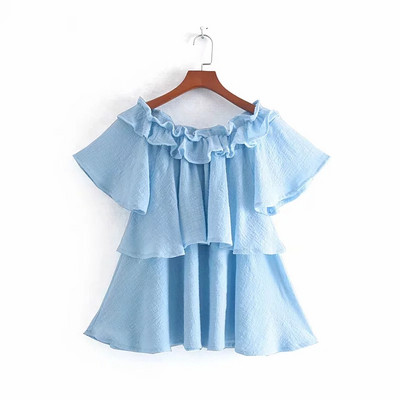 Maieu de dama - model larg in culoarea albastra